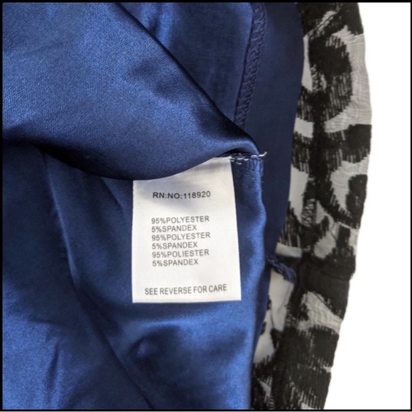 NWT LUCY PARIS Black Lace Overlay on Blue Shift Dress M - Picture 6 of 8